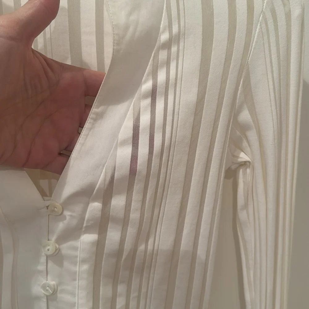 RAYURE French cuff Vintage Elegant White Blouse. Size F40. (S) Made in France. - Picture 6 of 8
